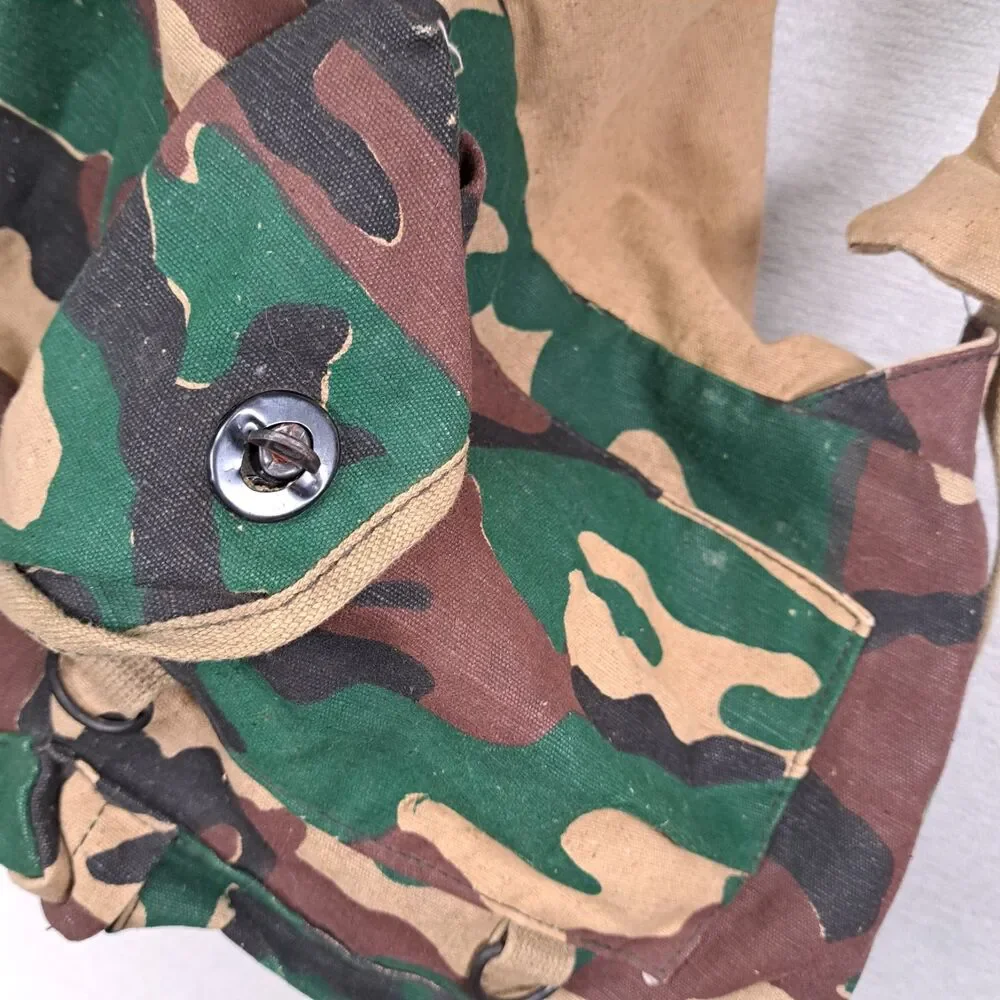 Woodland Camo Canvas Rucksack Backpack Vintage Scout Patch Gorpcore Daypack